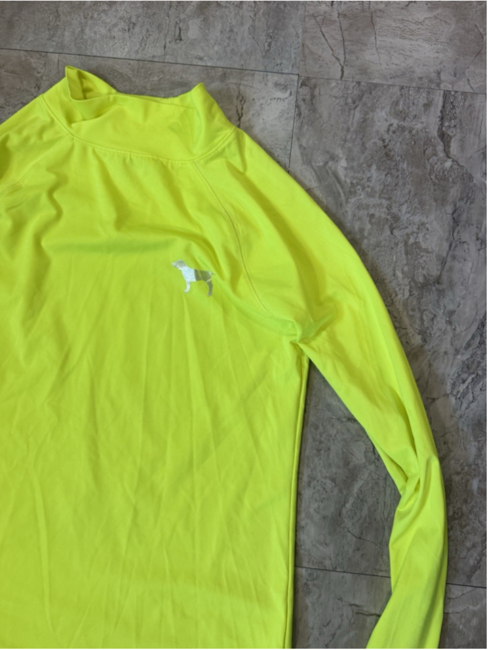 Victorias Secret PINK Ultimate Long Sleeve Shirt Top XS Raglan Neon Yellow Mock